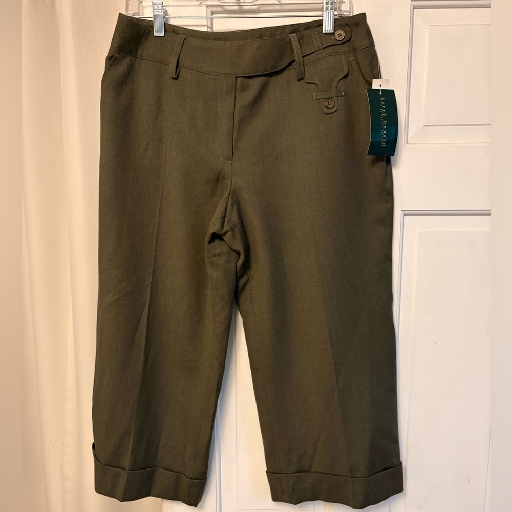 Vintage Harve Benard Olive Green Cropped Wool Trousers